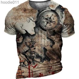 Men's Hoodies Sweatshirts Retro mens T-shirt 3D printed navigation mens crew neck short sleeved oversized top T-shirt Homme 6xl Camiseta C24325