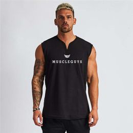 Men's T-shirts Hot Small V-neck Fitness Vest Mens Loose Muscle Training Waistcoat Sleeveless T-shirt Light