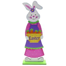 Wooden Desktop Bunny Chick Alphabet Plaque Decor Easter Decorations Wooden Rabbit Shapes Ornaments Craft Gifts Decoration