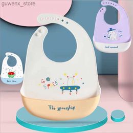 Bibs Burp Cloths Cut Cartoon Baby Bibs Waterproof Silicone Letter Car Print Baby Stuff Kids Girl Boy Feeding Bibs Adjustable Children Bib 0-3Y Y240412