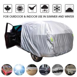 Universal SUV Sedan Full Car Covers Outdoor Waterproof Sun Rain Snow Protection UV Car Umbrella Silver S-XXL Auto Case Cover T2007273g