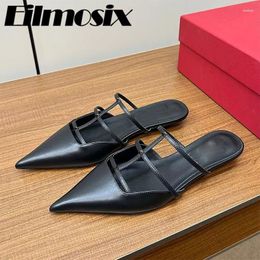 Slippers 2024 Runway Closed Toe Half Women Thin Heels Pointed Outside Sexy Shallow High Shoes