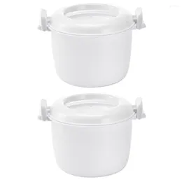 Dinnerware 2 Pcs Microwave Oven Cookware For Home Supply Rice Maker Multipurpose Cooker White Container Making Tool
