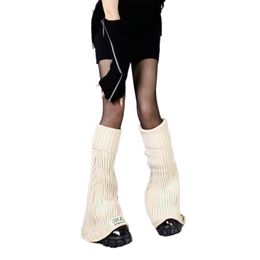 Women Goth Punk Flare Leg Warmers Harajuku Letters Ribbed Knit Cover Socks