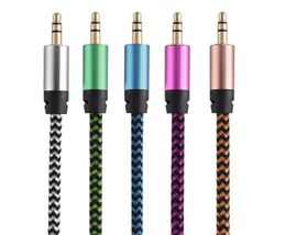 Car o AUX Extention Cable Nylon Braided 3ft 1M wired Auxiliary Stereo Jack 3.5mm Male Lead for smart phone6944032