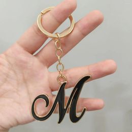 Keychains Chic 26 A-Z Letter Metal Keychain Stylish Initial Dripping Oil Keyring Bag Charms Ornaments Car Key Holder DIY Accessories Gifts