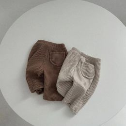 Pants 2023 New Baby Loose Trousers Solid Toddler Pocket Pants Autumn Children Casual Pants Cotton Girls Harem Pants Boys Pants