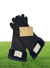 Female winter leather gloves with plush touch screen Rex Rabbit Fur mouth Korean version cycling cold proof and warm sheepskin spl4165357