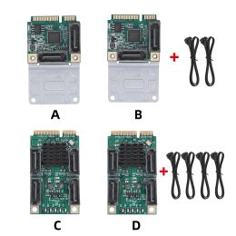 Cards Mini PCIE To SATA3.0 Adapter B+M Key Riser Card 5/2.5 Gbps Expansion Card 2/4 SATA 3.0 SSD Adapter Card