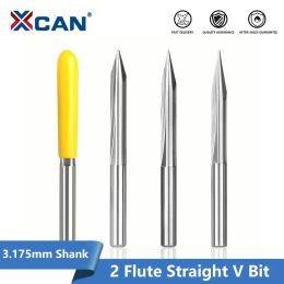 XCAN Straight V Bit 3.175mm Shank CNC Machine Engraving Bit Carbide End Mill CNC Router Bit Milling Cutter for Woodworking