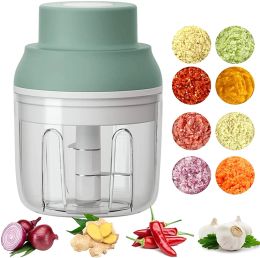 Grinders Electric Mini Food Chopper ,250ML Portable Garlic Chopper with USB Charging Function, Mini Food Slicer for Onion Vegetables