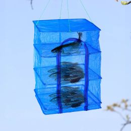 Cameras 1pcs Foldable Fishing Net Drying Net Fish Mesh Hanging Food Folding 3 Layers Vegetable Fish Dishes Dryer Rack Pesca Accessories