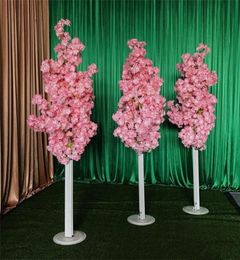 Imitation Cherry Tree Colorful Artificial Cherry Blossom Tree Roman Column Road Leads Wedding Mall Opened Props Iron Art Flower Do8724435