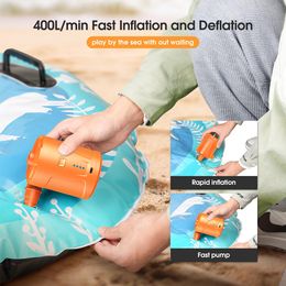 Electric Air Pump 5000mAh Battery USB Rechargeable Inflator with 3 Air Nozzles Quick Inflator for Inflatable Boat/Air Mattress