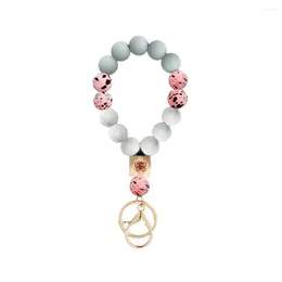 Dangle Earrings Silicone Wristlet Keychain Bracelet Car Beaded Key Ring Bangle For Women - A