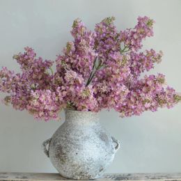 Decorative Flowers 24.8" Real Touch Faux Mauve Pink Lilacs Branch Cream Artificial Hydrangeas DIY Foliage Floral Wedding/Home Decorations