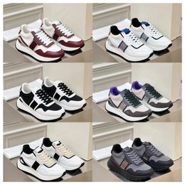 2024 new top Multi material patchwork of cowhide with contrasting colors men thick soled lace up black sports fashionable and versatile casual shoes