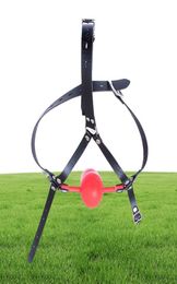 BDSM Bondage Sex Toys 48mm Big Ball Gag with PVC Leather Head Harness Mask Open Mouth Gag in Adult Game Erotic Sex Products6058331