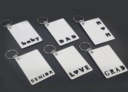 Sublimation Keychain LOVE GRAD DAD MOM SENIOR Key Chain Creative DIY Gift Blank MDF Keyrings 20pcs6453241