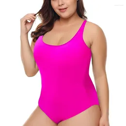 Women's Swimwear Women Plus Size Solid One Piece Swimsuit High Stretchy Soft Fabric Bathing Suit Basic