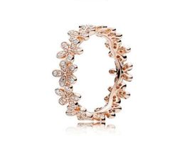 18k rose gold silver dazzling daisy meadow stackable womens ring for 925 sterling silver designer rings with original box1969841