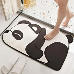 Bath Mats Bathroom Absorbent Mat Cartoon Panda Quick Drying Pad Household Anti-Slip Floor Cute Animal Decoration Toilet Carpet