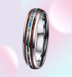 silver color koa wood abalone inlay high polish 8mm width 100 genuine wedding band elegance tungsten carbide rings for men 2107017198428