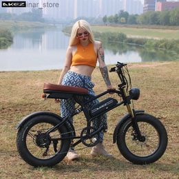 Bikes Ride-Ons Haishi-Electric Mountain Bike with Soft Tail Full Suspension 7-speed Snow Bicycle 20 in 4.0 Thick Tire 500W 1500W 48V 18 L47