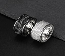 iced out Black zircon ring for men women luxury designer bling diamond flash ring gold silver copper zircon couple lover ring jewe2064244