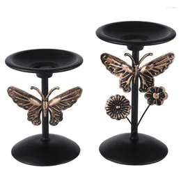 Candle Holders Metal Holder Decorative Black Set Of Two For Countertops Home Decorations