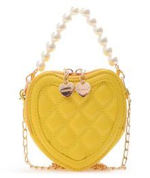 Llittle Girl Fashion Bag Purse Heartshaped Pearl PU Messenger Geometric Shape Cute Princess Travel Accessories3069087