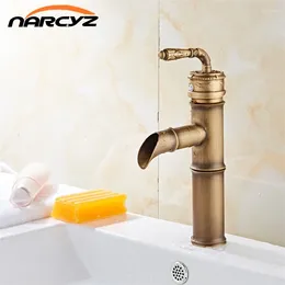 Bathroom Sink Faucets Deck Mounted Single Handle Bamboo Style Mixer Faucet Antique Bronze High Quality And Cold Water XT934