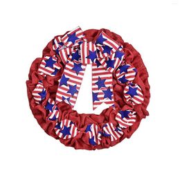 Decorative Figurines Party Door Hanging Decoration Blue Five Pointed Star Ribbon Independence Day Red Fabric Garland Heart Shaped Wreath