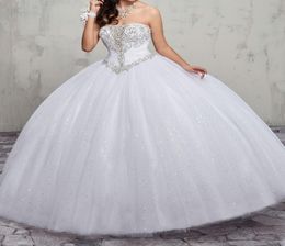 Stunning White Ball Gown Wedding Dress PinkLilac Sparkling Sequins Beading Laceup Back Sweep Train Bridal Gowns Plus Size2306797