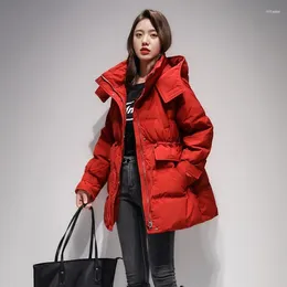 Women's Jackets Winter White Duck Down Jacket For Women 2024 Fashion Parkas Thicken Warm Coats Elegant Ladies Oversized Outerwear Red DD963