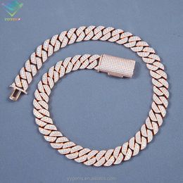 Hot Sale Ice Out Cuban Link Chain15mm VVS Diamond Moissnaite Chain S Sier Gold Plated Hip Hop Fine Jewellery Necklaces