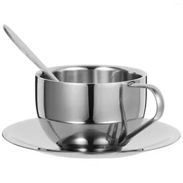 Dinnerware Sets Stainless Steel Coffee Cup Espresso Cups Tea Mug Kits Saucer Drink With Saucers