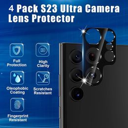 4 pcs for Samsung S21 Ultra Rear Camera lens protectors Black 3D Full Cover Anti-Scratch Lens Film S22+ S21 FE