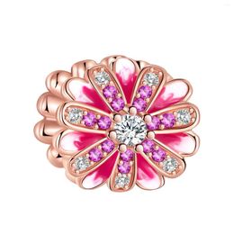 Loose Gemstones 925 Sterling Silver Flower Diamond Bead Plant Series Pink Charm Fit Original Charms Bracelets Women DIY Jewellery Gift