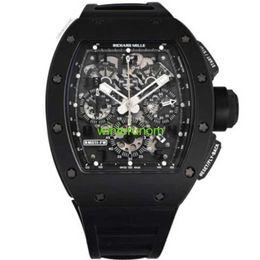 Swiss Luxury Watch RM Wristwatch Richardmillsr Rm 011 Black Phantom Pvd Ceramic Carbon Rubber Watch HBII