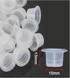 1000Pcs 15mm Large Size Clear White Tattoo Ink Cups For Permanent Makeup Caps Supply4263669