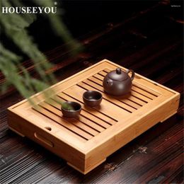 Tea Trays Bamboo Drain Accessories Tray Table Drainer With Rack Chinese Serving Set