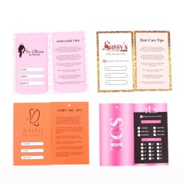 Hair Tags And Labels Custom Packaging For Hair Bundles 200Pcs Self-adhesive Sticker 5.4x9Cm Wig Hang Tags With Hole Personalise