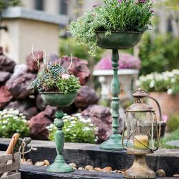 Vases Iron High-Legged Flower Pot Bird Food Vintage Vase Garden Courtyard Decoration Groceries European Country