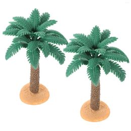 Decorative Flowers 2 Pcs Decor Mini Architecture Trees Model Micro Landscape Palm Plastic Fake Pvc Scene Layout Simulation