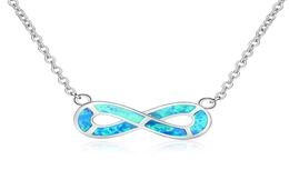 Mysterious Blue Fire Opal 8 Words Ring Shape Pendant 925 Sterling Silver Necklace Charm Female Birthstone Necklace Valentine Gift2294356