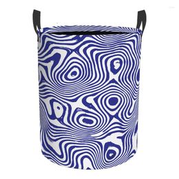 Laundry Bags Blue And White Tree Grain Double Foldable Basket Child Toys Storage Waterproof Dirty Clothes Organizer