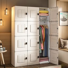 Simple Plastic Wardrobes Assembly Dressing Storage Wardrobes Simple Multi-functional Home Furniture Rental House Bedroom Closets