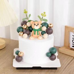 Party Supplies 28Pcs/set Teddy Bear Cake Toppers With Eucalyptus Leaves For Kids 1st Birthdaty Decoration Baby Shower