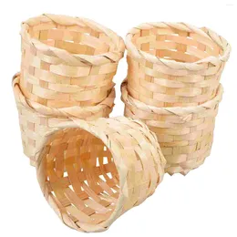 Dinnerware Sets 5 Pcs Woven Flower Basket Clothes Rack Serving Fruit Container Bamboo Bread Hand Made Home Weaving Child Storage